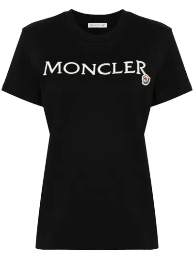 Moncler T-shirt Logo Clothing In Black