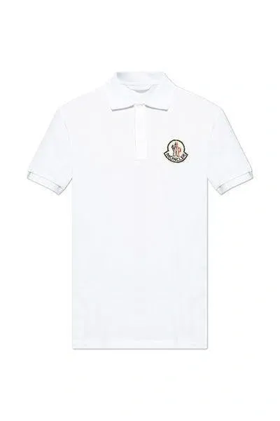 Moncler Logo-appliquéd Cotton-piqué Polo Shirt In White