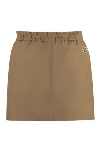 Moncler Taffeta Skirt In Camel