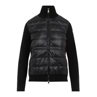 Moncler Tricot Down Cardigan Jacket In Black