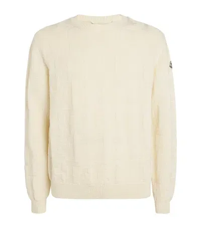 Moncler Virgin Wool Logo Sweater In White