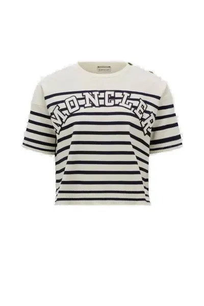 Moncler Striped Logo Knit T In Multi