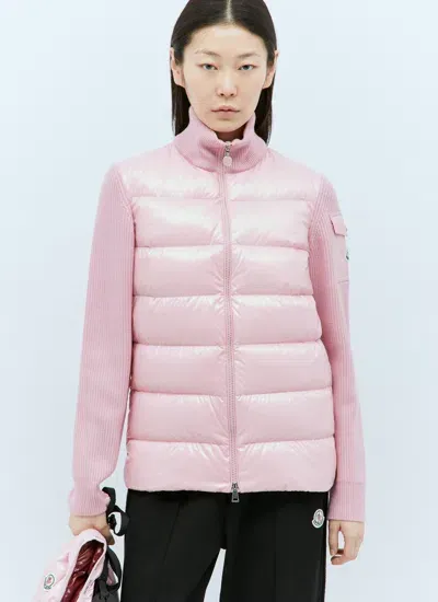 Moncler Padded Zip-up Cardigan In Pink