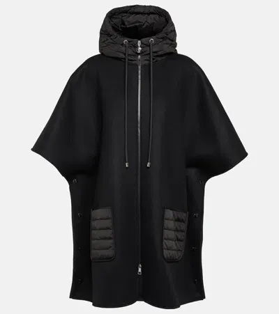 Moncler Wool-blend Cape In Black