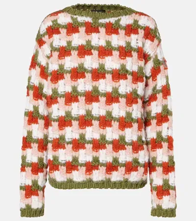 Moncler Woven Alpaca And Wool-blend Sweater In Green