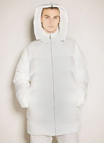 Moncler X Rick Owens Hooded Cyclopic Coat In White