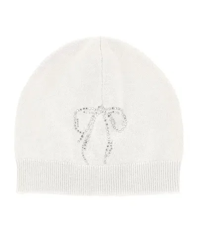 Monnalisa Kids' Angora-wool Bow Beanie In White