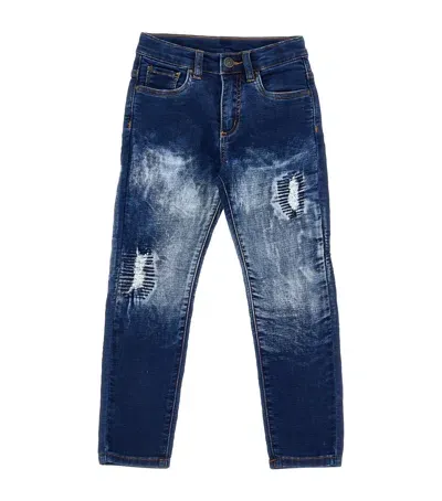 Monnalisa Kids' Distressed Straight Jeans In Blue