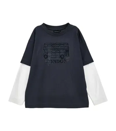 Monnalisa Kids' Double-sleeve London T-shirt In Blue