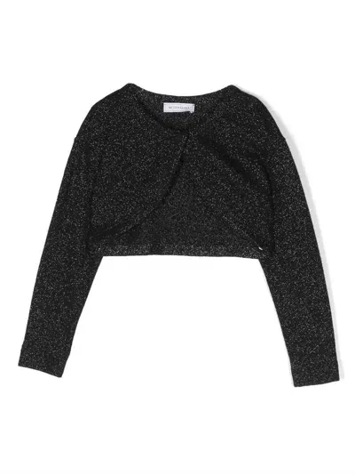 Monnalisa Cropped-cardigan Mit Intarsienmuster In Black