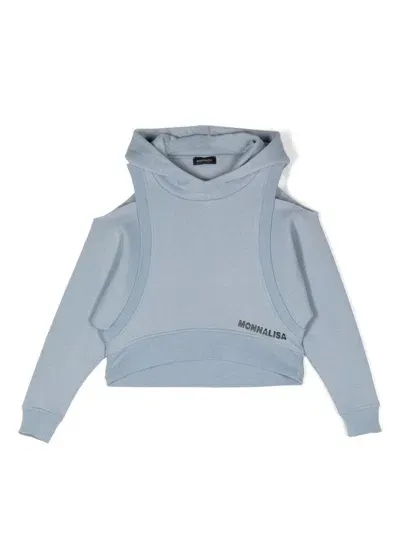 Monnalisa Kids' Logo-print Cut-out Detail Hoodie In Blue