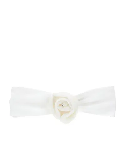 Monnalisa Kids' Velvet Flower Headband In White