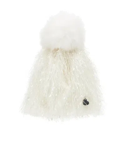 Monnalisa Kids' Wool-blend Fringed Beanie In White