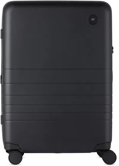 Monos Black Expandable Check-in Medium Suitcase In Midnight Black