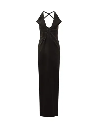 Monot Leather Column Maxi Dress In Black