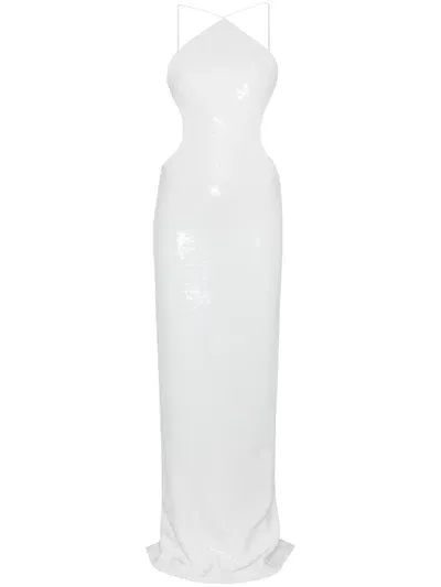 Monot White Sequinned Gown