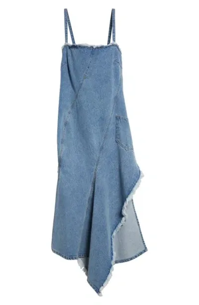 Monse Twisted Asymmetric Denim Dress In Indigo