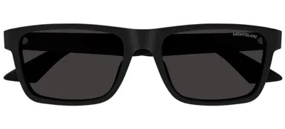 Montblanc Eyewear Rectangular Frame Sunglasses In Black