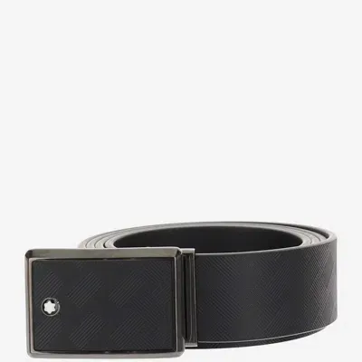 Montblanc Leather Belt With Logo In Black