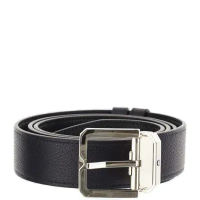 Montblanc Logo Detailed Buckle Reversible Belt In Night Blue Black