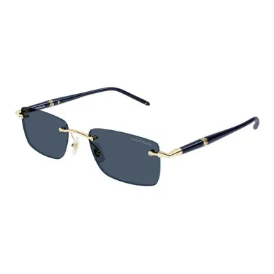 Montblanc Mb0344s Linea Meisterstück 003 Sunglasses In Gold