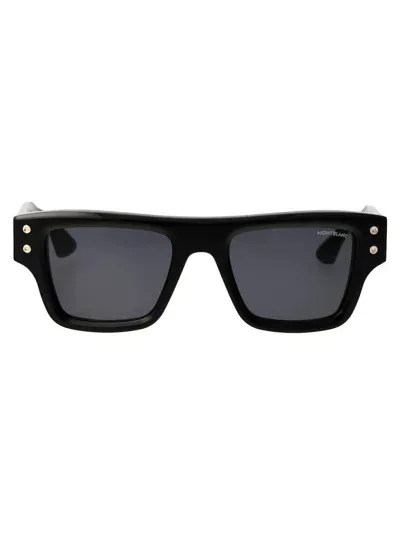 Montblanc Square-frame Acetate Sunglasses In 001 Black Black Smoke