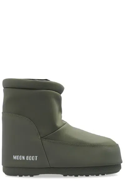 Moon Boot Mens Khaki Icon Low Logo-print Shell Boots In Green