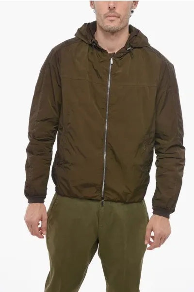 Moorer Hooded Windbreaker Jacket In Brown