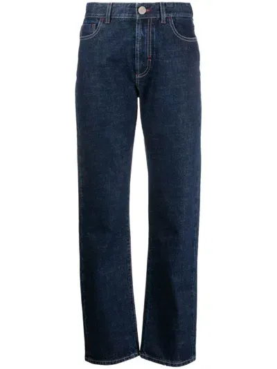 Moorer Logo-patch Straight-leg Jeans In Blau