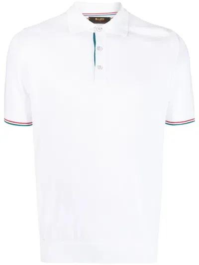 Moorer Piqué Stripe-trim Polo Shirt In White