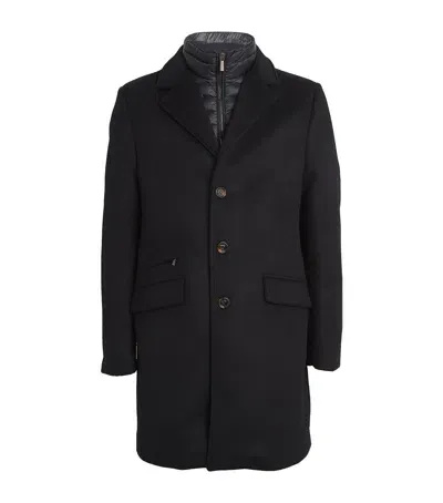 Moorer Wool-cashmere Layered Harris-le Coat In Navy