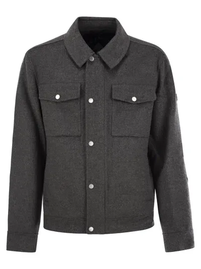 Moose Knuckles Shirt-cut Jacket In Wool And Cashmere In Grey