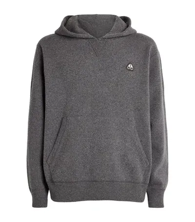 Moose Knuckles Wool-cashmere Logo Hoodie In Grey