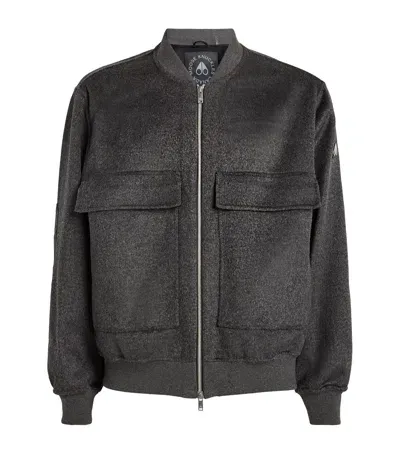 Moose Knuckles Wool-cashmere-silk Bomber Jacket In Grey