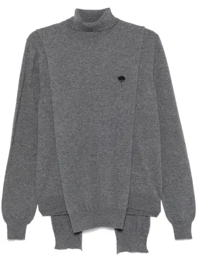 Mordecai Draped-detailed Sweater In Grey