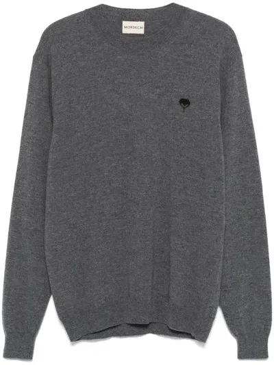 Mordecai Intarsia-logo Sweater In Grey