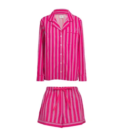 Morgan Lane Cotton Tommy Striped Pyjama Set In Pink