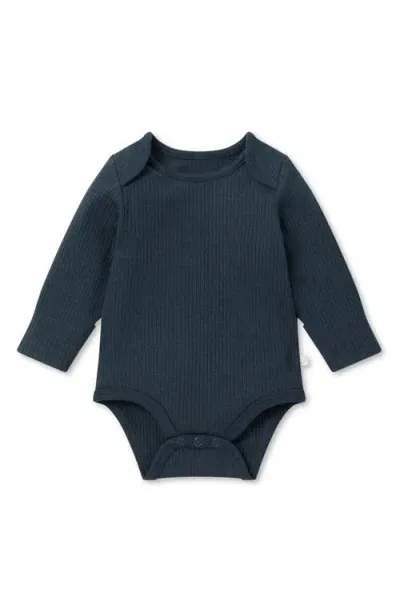 Mori Babies'  Rib Long Sleeve Bodysuit In Navy