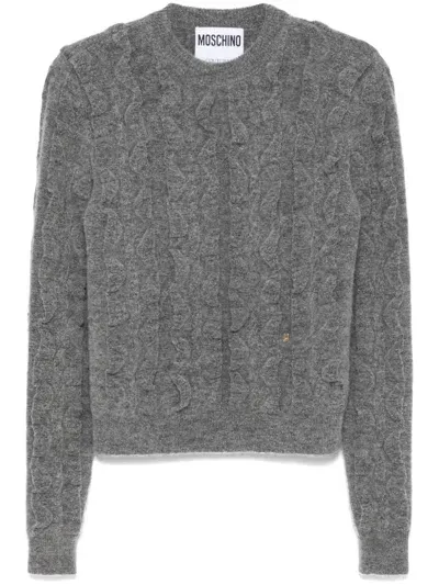 Moschino 3d-knit Sweater In Grey