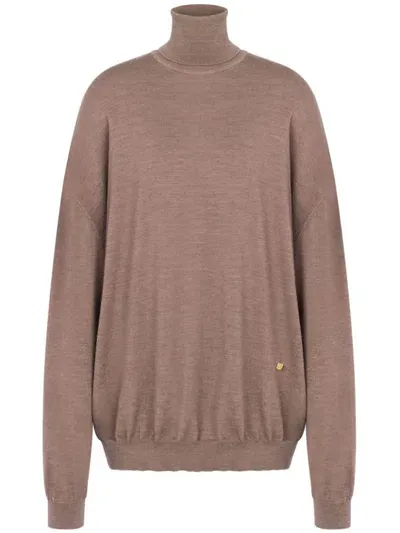 Moschino Wide-sleeves Virgin Wool Jumper In Beige