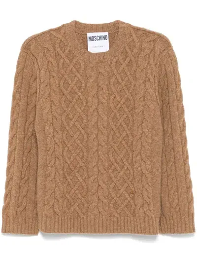 Moschino Cable-knit Sweater In Braun