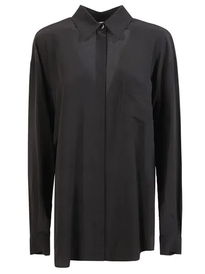 Moschino Concealed Long-sleeved Shirt In Black