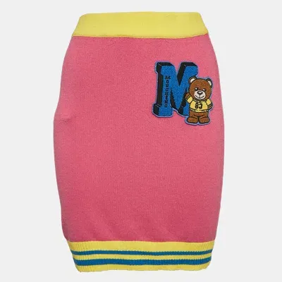 Pre-owned Moschino Couture Pink Embroidered Knit Mini Skirt M