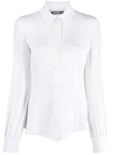 Moschino Flared-hem Silk Shirt In White