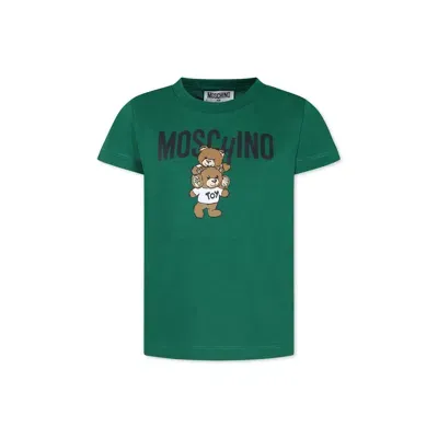 Moschino Kids' Logo-print Cotton T-shirt In Green