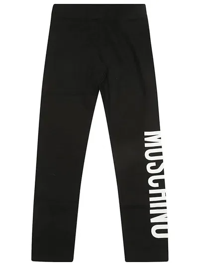 Moschino Kids' Logo-printed Stretched Leggings In Black