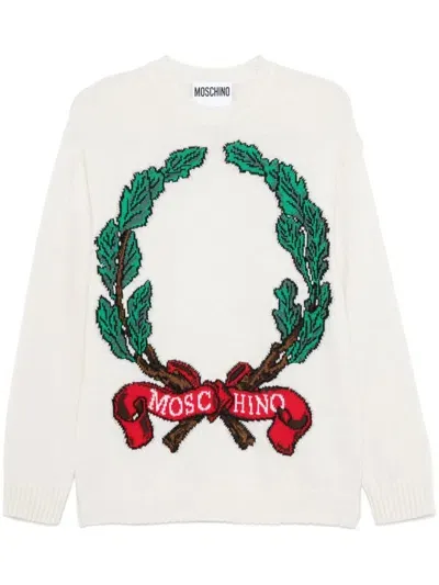 Moschino Logo-jacquard Sweater In White