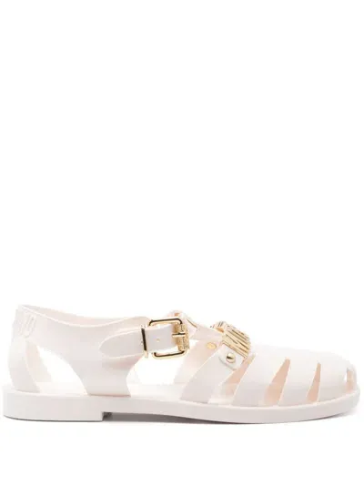 Moschino Logo-plaque Sandals In White