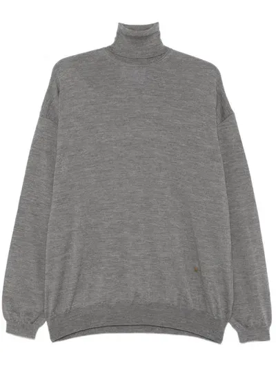 Moschino Logo-plaque Sweater In Grey