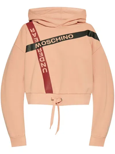 Moschino Logo Printed Hoodie In Pink